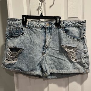 distressed denim shorts